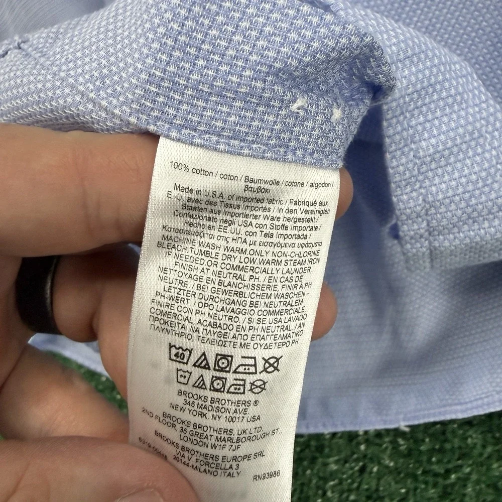 Brooks Brothers Thomas Mason Luxury Men's Dress Shirt Blue Size 16 34 Regent Fit